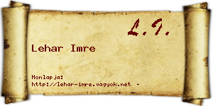 Lehar Imre névjegykártya